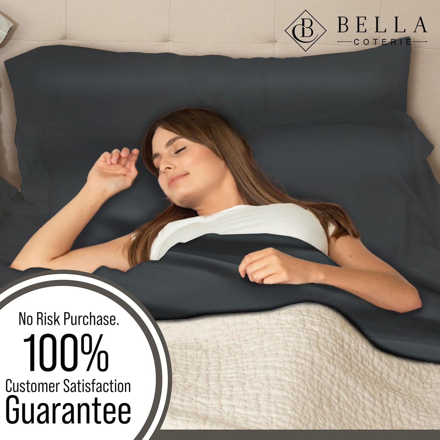 Bella Coterie Luxury Bamboo Viscose Full Size Sheet Set | 100% Organically Grown | Ultra Soft | Cooling for Hot Sleepers | 18" Deep Pocket [Charcoal Grey]