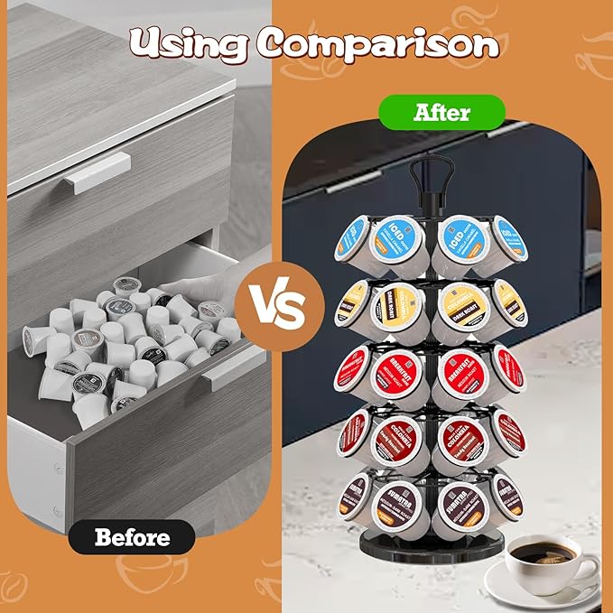 BLACKSMITH FAMILY 40 Pods Capacity Very Easy Assembly K Cup Holders,K Cup Holder, K Cups Holder,K Cup Carousel, Coffee Pods Holder Storage Organizer Stand