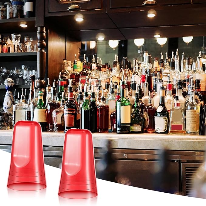Chengu 100 Pieces Liquor Bottle Covers Pour Spout Covers Bar Toppers for Bottles Universal Pour Dispenser Dust Translucent Silicone Rubber Spout Caps for Bar Home Kitchen Tools Supplies (Red)
