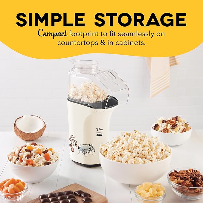 Disney Dash Fresh Pop Popcorn Maker - Oil-Free, Air Popcorn Popper - With Measuring Cup & Recipe Guide - Perfect for Movie Nights - 16 Cups, Winnie the Pooh