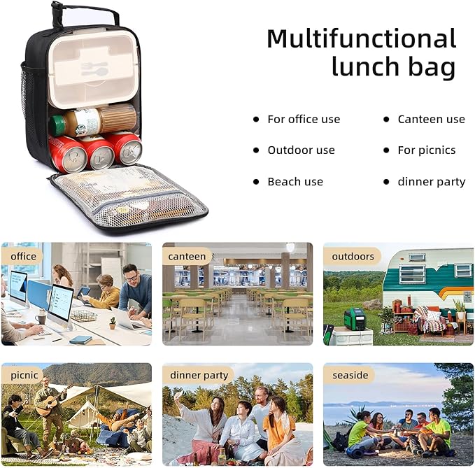 Lovoeo Lunch box Lunch bag for men women Insulated Lunchbox Lunch bags for Work Picnic Travel (Thicken dusty pink)