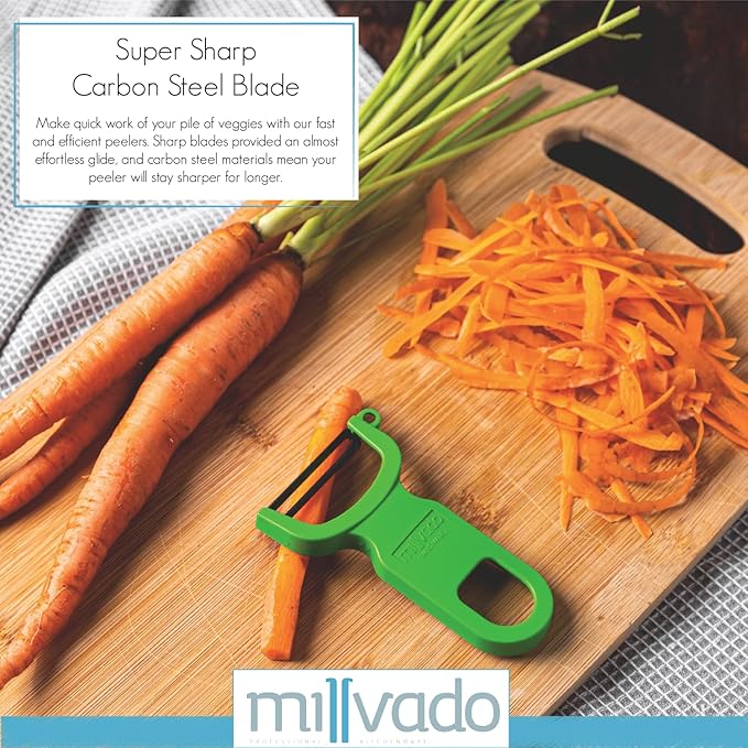 Vegetable Peeler, Swiss Made Sharp Peelers for Kitchen, Set of 3 Y Peeler for Potatoes, Apple Peeler, Vegetables, Fruits, Carbon Blade, Dishwasher Safe