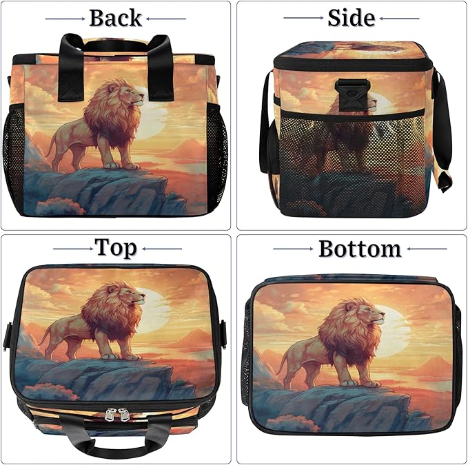 Pardick Lunch Box for Women Men Mountain Lion Insulated Lunch Bag Leakproof Large Lunchbox for Adults with Adjustable Shoulder Strap, Cooler Tote Bag for Work, Picnic, Beach
