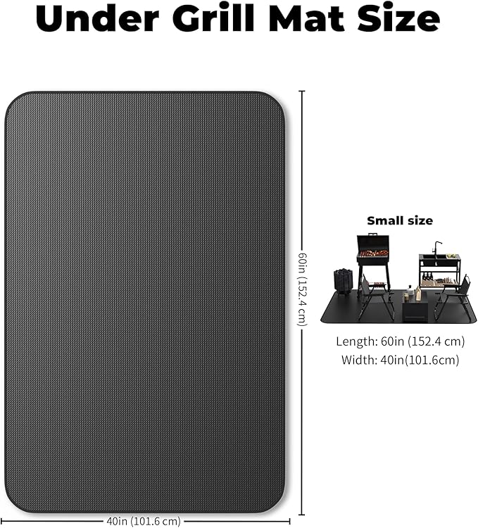 Large 60 * 40" BBQ mat for Under Grill,Double-Sided Silicone Grill mat for Outdoor Grill Deck Protector, Indoor Fireplace Mat/Fire Pit Mat (60 * 40")