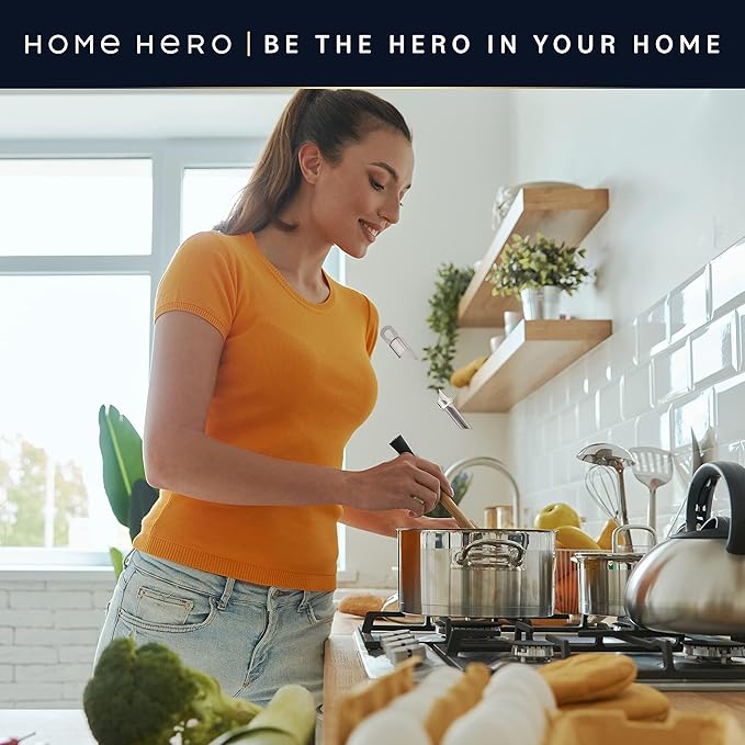 Home Hero 32-Piece Stainless Steel Kitchen Utensil Set - Heat-Resistant Nonstick Silicone Tools - Durable Stainless Steel Cooking Tools - Measuring Cups & Spoons with Holder - 32 Pc, Silver
