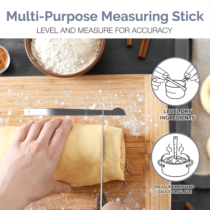 CuttleLab 22-Piece Stainless Steel Measuring Cups and Spoons Set, Tad Dash Pinch Smidgen Drop Mini Measuring Spoons, Measuring Stick Leveler, Measurement Conversion Chart Fridge Magnet, (Farmhouse)