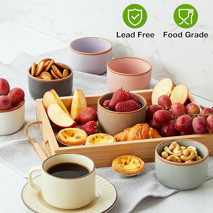Morandi Color Ramekins Set of 6, 8 oz Creme Brulee Ramekins Oven Safe, Porcelain Ramekin Bowls, Mini Cheesecake Pans, Small Baking Dish, Dipping Sauce Bowls, Ramekin for Baking Souffle, Ice Cream