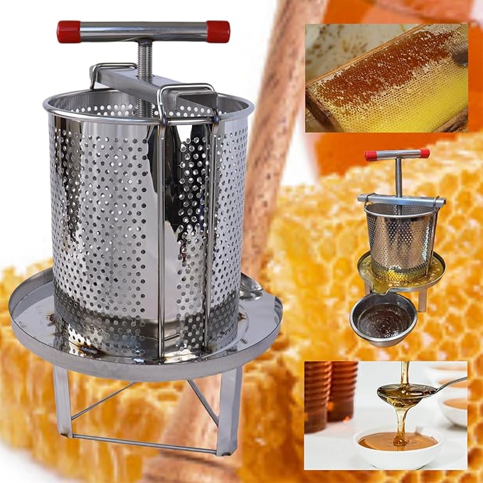 Mesh Honey Press Machine Presser Beeswax Extractor Fruit Honey Presser Honey Extractor Stainless Steel Mesh Honey Extractor for Home Beekeeping, Efficient Separation of Beeswax and Honey