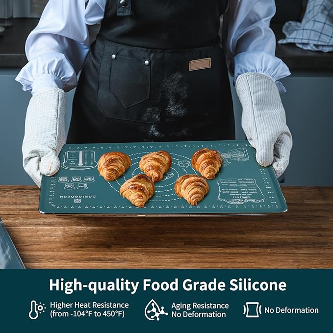 DANIA & DEAN [Pro Edition] 1.1mm Heavy-Duty Silicone Pastry Mat with 4.5mm Raised Edge, Exclusive Mom Theme 26"x16" Large Baking Mat for Rolling Dough, Non-Slip Spill-Proof Kneading Mat, Gift for Mom