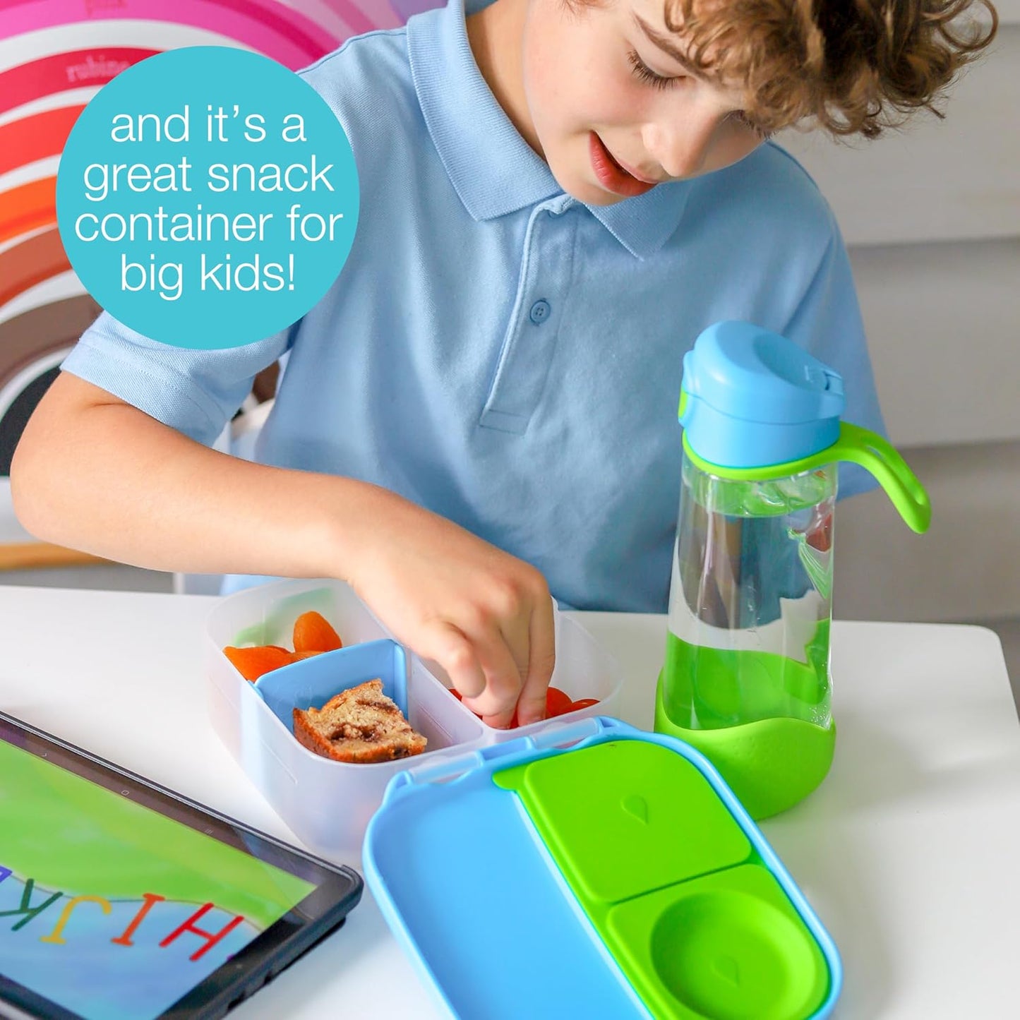 b.box Mini Lunch Box, Bento Box for Kids, Snack Container with 2 Leak Proof Compartments, Reusable Snack Containers with Lids, Kids Lunch Boxes Ages 3+, BPA Free, 4 1/4 Cup Capacity (Blush Crush)