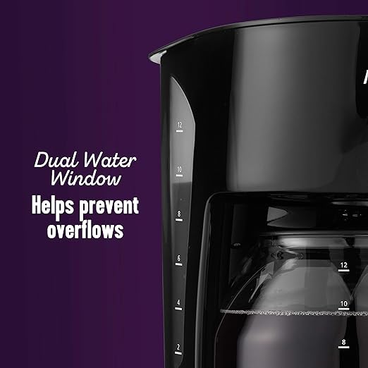 Mr. Coffee Black Coffee Maker, 12 Cups, with Auto Pause and Glass Carafe, Perfect for Home and Office Use (Pack of 2)