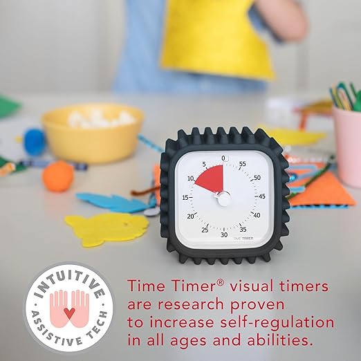 Time Timer MOD with Tire Protective Case - Charcoal Case with Visual Timer - Individual Sized 60 Minute Visual Countdown for ADHD, Autism, Kids, Students, and Pomodoro with Silent Operation (Tread)
