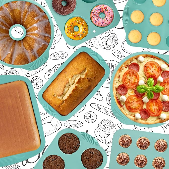 39 Pieces Silicone Bakeware Set, Nonstick Silicone Baking Pans Set With Baking Pan, Baking Sheet, Cake Pan, Donut Pan, Muffin Pan, Cake Molds, Measuring Cups