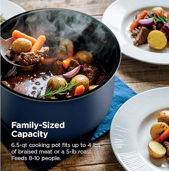 Hyper-Heat Pressure Cooker - 6.5 Quart Multi-Cooker with 9 Programmable Functions, 1200W Power, SimpliServe Pot for Family Meals, Electric Pressure Cooker for Fast and Healthy Cooking (Blue)