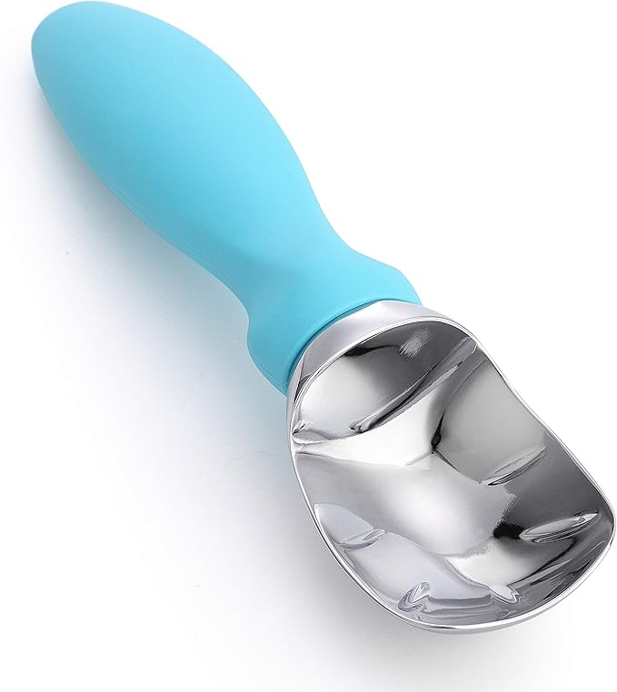 Spring Chef Heavy Duty Premium Ice Cream Scoops with Soft Grip Handle, Metal Ice Cream Scooper for Cookie Dough, Frozen Yogurt, Gelato, Sorbet, Sundae, Melon - Dishwasher Safe - 2 Pack - Aqua Sky