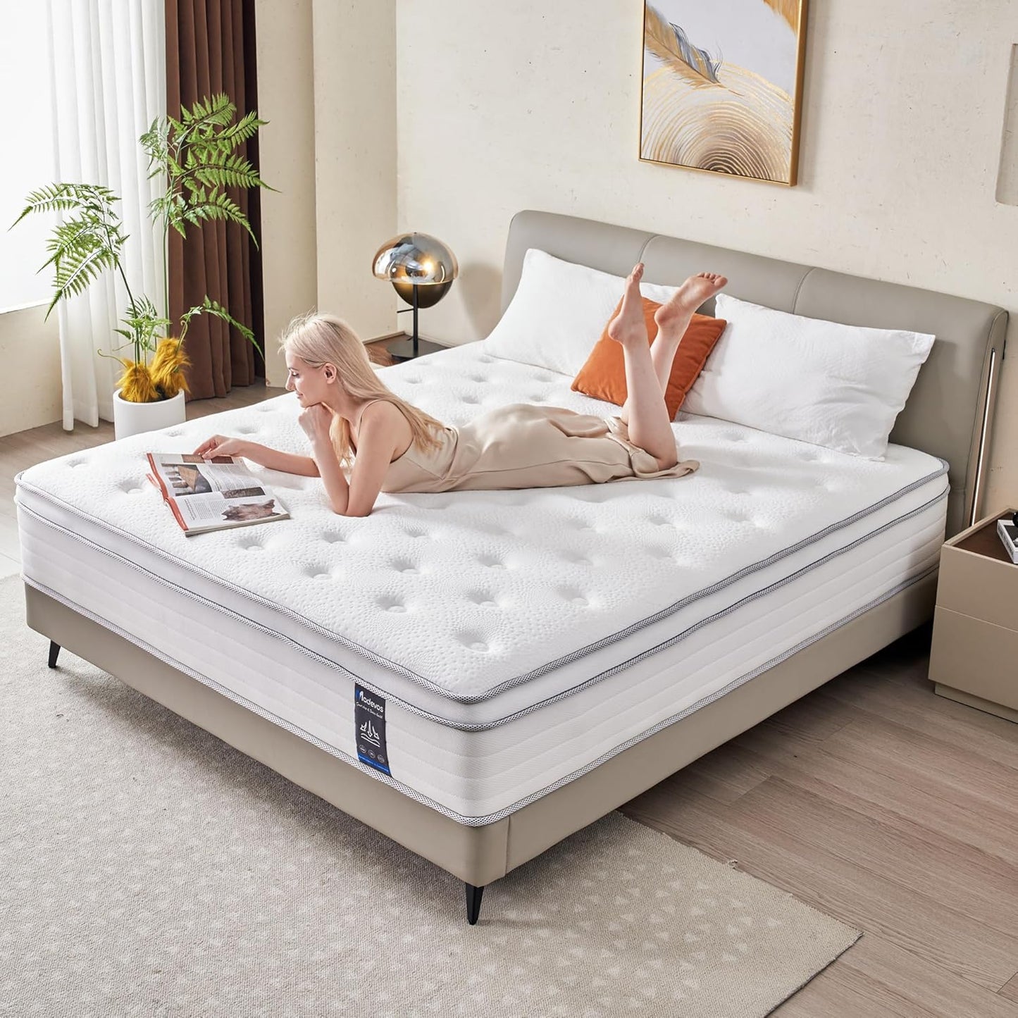 Twin Mattress, 10 Inch Hybrid Mattress in a Box, Memory Foam and Individual Pocket Springs, Fiberglass Free, Soft and Breathable, Medium Firm Feel