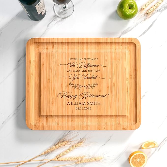 Personalized Retirement Charcuterie Board, Employee Appreciation Cheese Board - Retirement Gifts for Coworker, Farewell Gifts for Boss, Leader