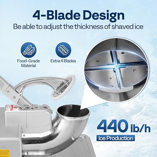 VIVOHOME Commercial Ice Crusher Shaver with Four Blades, and VIVOHOME 6 in 1 Multifunctional Stand Mixer with 8.5 Quart Stainless Steel Bowl