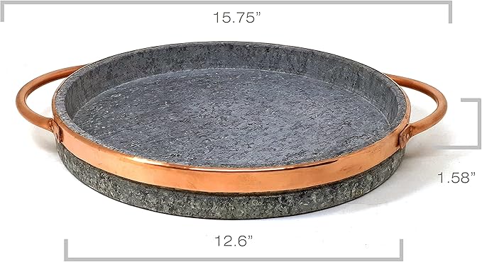 12-inch Soapstone Deep Dish Pizza Pan with Copper Handles – Authentic Chicago Style Pizza Stone – Naturally Non-Stick, Chemical-Free Baking Stone for Oven