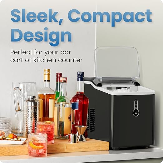 Iceman by Chefman Nugget Ice Maker Countertop, Pebble Ice Maker Machine, 26 lb in 24 Hours, Ready in 6 Minutes, Removable Ice Basket, Fun and Chewable Cubes, 1.5L Water Tank, Self-Cleaning Function