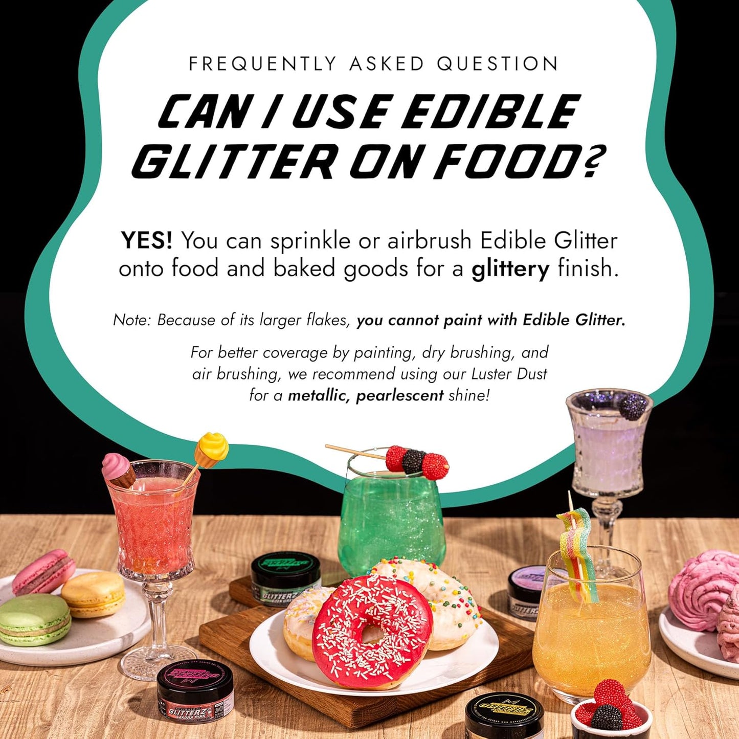 MONÉGASQUE Mint Green Edible Glitter for Drinks 10g – Edible Glitter for Cakes & Cocktails – Green Food Coloring Spray for Cake Decorations – Halloween Cocktail Drink Shimmer Powder – Cake Sprinkles