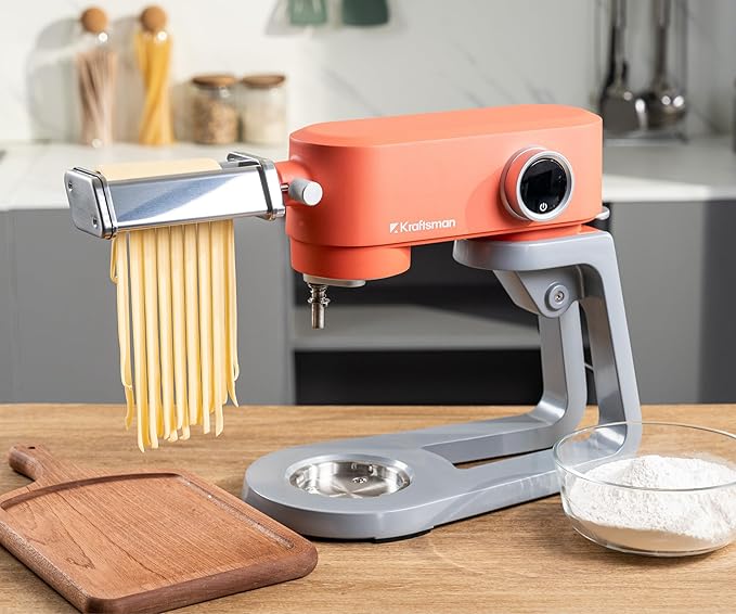 All-Metal Stand Mixer 5.3-Quart - Professional Kitchen Electric Food Mixer with Stainless Steel Mixing Bowl & Attachments for Baking, Dough & Cake, 8-Speed Control & Timer (Orange)