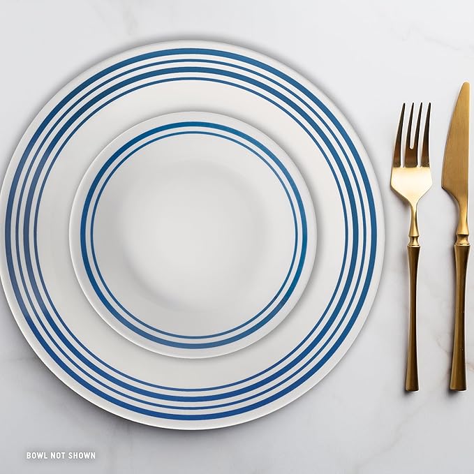 Corelle Vitrelle 18 Piece Glass Dinnerware Sets Service for 6, Triple Layer Chip & Crack Resistant Glass Plate and Bowl Sets, Laila