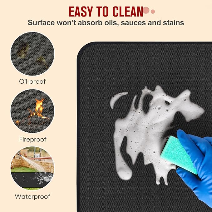 48×36 Inch Under Grill Mats for Outdoor Grill, Hearth Rugs for Fireplaces Fire Resistant, Gas and BBQ Grill Oil-Proof Water-Proof Protector for Decks, Patios and Indoor Grill