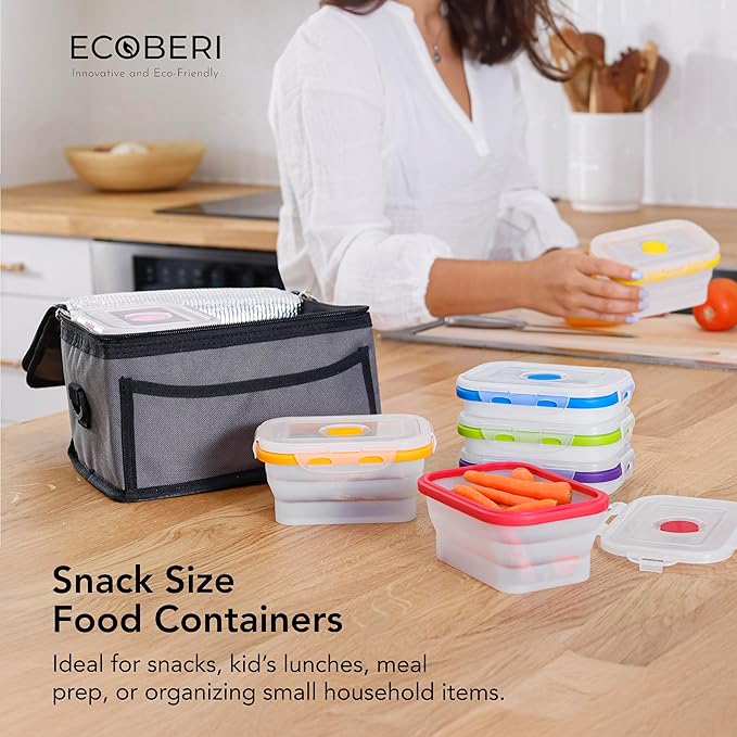 Small 12oz Collapsible Silicone Food Container (1.5 Cups) Compact Lunch, Snack & Leftover Storage BPA-Free, Leak-Resistant Lid, Microwave, Freezer & Dishwasher Safe, Space-Saving Portable Bento Box