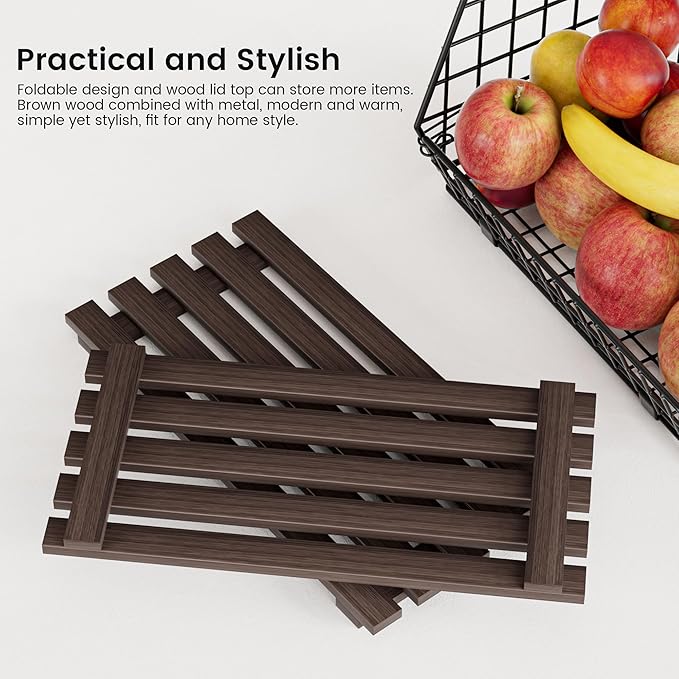 Wire Fruit Basket for Kitchen Storage: Hanging and Counter Wall Fruit Basket for Vegetable Produce - Potato and Onion Storage for Pantry 3 Pack