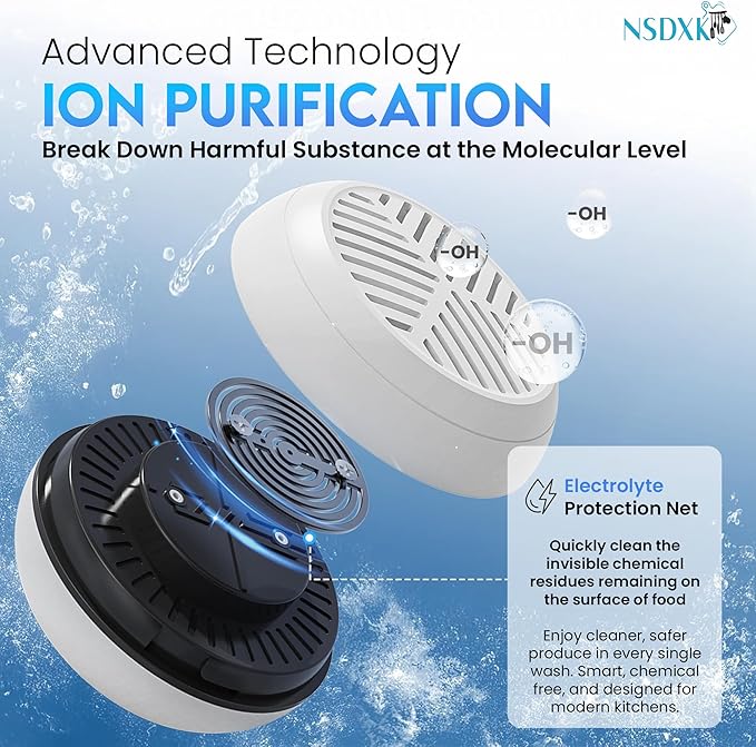 Fruit and Vegetable Washing Machine, Fruit Vegetable Cleaner Device, Portable USB Wireless Veggie Wash with Purification Technology, for Washing Fruits, Vegetables, Rice, Meat