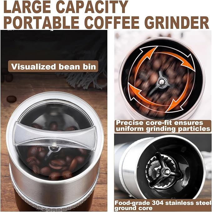 Portable Burr Coffee Grinder, Electric Adjustable Burr Mill Machine Suitable for Travel,Camping with Bag (Red)
