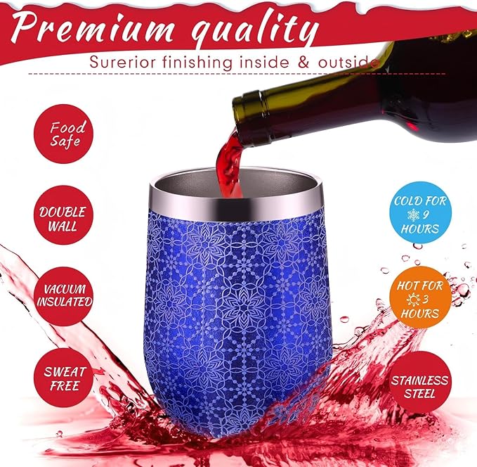 Sliner 4 Pack Pack Christmas Glitter Tumbler Bulk, 12 oz Holiday Wine Tumbler Set Stainless Steel Insulated Sparkling Glitter Cup with Lids Straws and Brushes Travel Mug Xmas Gift (Fresh Style)