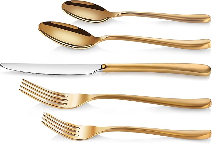 Artaste Rain II Forged 18/10 Stainless Steel (Gold (Service for 4), Flatware 20-Piece Set)