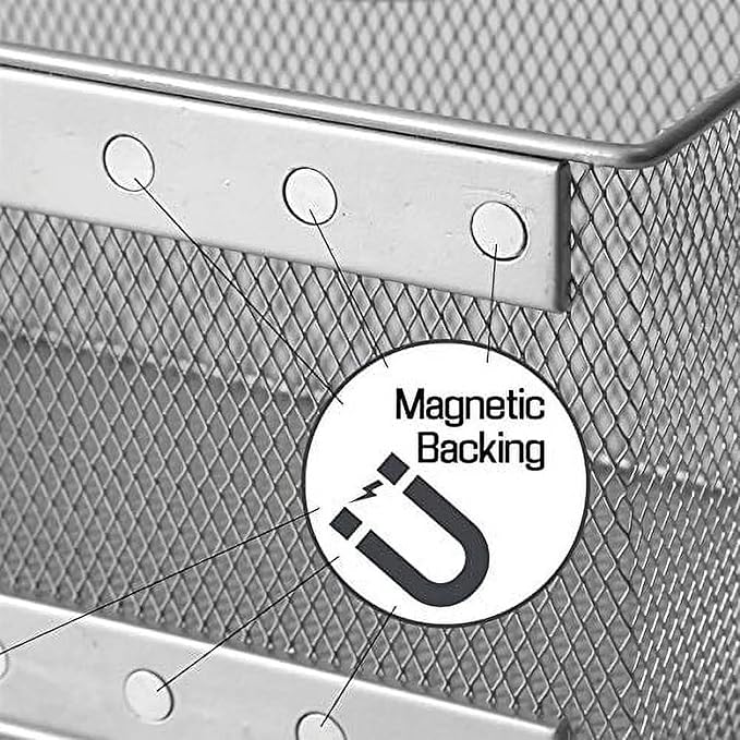 YBM Home Magnetic Basket Storage Organizer with 16 Strong Magnets for Metal Desk, Fridge, Whiteboard, and Wall Locker Accessories, Large (8-Pack)