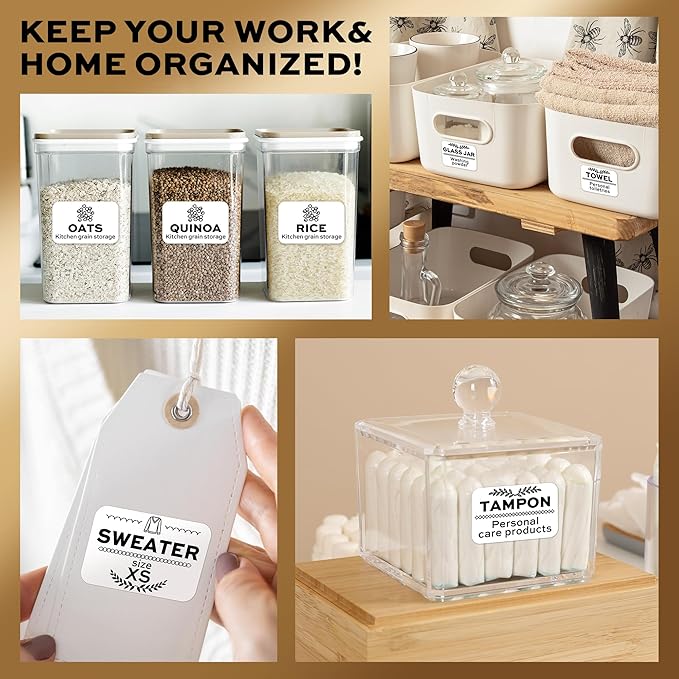 2 Inch Bluetooth Thermal Label Maker Machine - Inkless Portable Label Printer w/ App | 50x30mm Adhesive Labels for Jar, Price, Address & Mailing | Home, Kitchen, Office, School Organization (White)