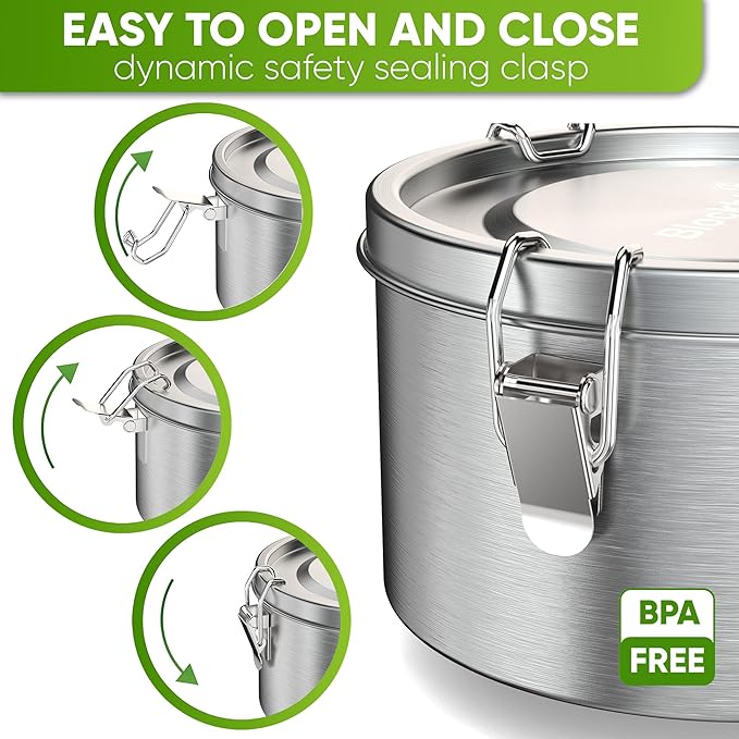 Blockhütte Stainless Steel Food Containers 26oz Leakproof, Metal Food Containers with Lids Dishwasher Safe, Stainless Steel Lunch Container for Kids Plastic Free, Metal Bento Box for Adults