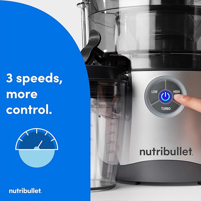 NutriBullet Juicer Pro Centrifugal Juicer Machine for Fruit, Vegetables, and Food Prep, 27 Ounces/1.5 Liters, 1000 Watts, Silver, NBJ50200