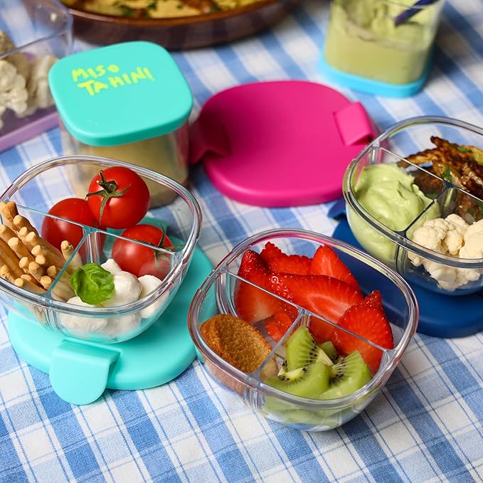 Yumbox Snack Bowl, Leakproof 3 Compartments, Removable Lid, Microwave, Dishwasher Safe, Kids Snacks, Granola Bowl, Snacks for school, work, travel