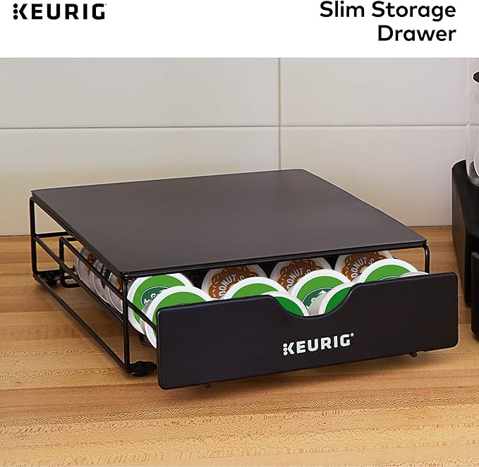 Keurig Slim Non-Rolling Storage Drawer, Coffee Pod Storage, Holds up to 24 Keurig K-Cup Pods, Black, Storage Drawer - 24ct, 9.2 x 3.3 x 12.2 inches