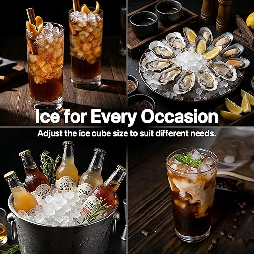 VITESSE Nugget Ice Makers Countertop,44lbs in 24Hrs, 9 Ice Cubes Ready in 6 Mins 9 Sizes,Auto-Cleaning Ice Makers Portable Ice Machine for Home Kitchen Office Party & Large Families