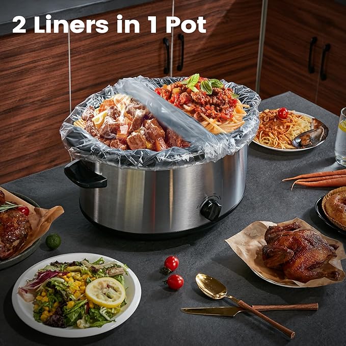 Slow Cooker Liners, Hotensil 14"x 22" 20 Count Cooking Bags Large Size Disposable Pot Liners, Fit 6QT to 10QT for Slow Cooker Cooking Trays, Multi-Purpose Durable Liners Plastic Bags, BPA Free