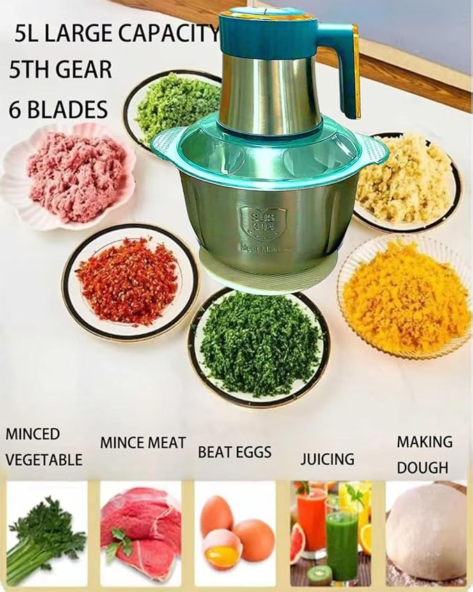 Blender And Food Processor Combo, 500w Electric Chopper Food Chopper, 5-Speed Mode, Suitable home and kitchen of Nut Chopper Garlic Grinder