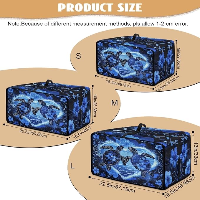 Convection Oven Cover Countertop Appliance Covers Stain-resistant Microwave Oven Protector for Kitchen Home Decor, L, Sea Turtle Love Hibiscus Flower Dark Blue