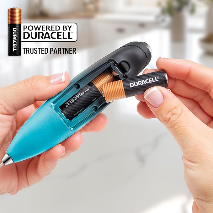 Zulay Kitchen Powerful Milk Frother Wand With 4 AA Duracell Batteries - Ultra Fast Handheld Drink Mixer - Electric Whisk Foam Maker for Coffee, Lattes, Cappuccino, Matcha & Creamer - Marine