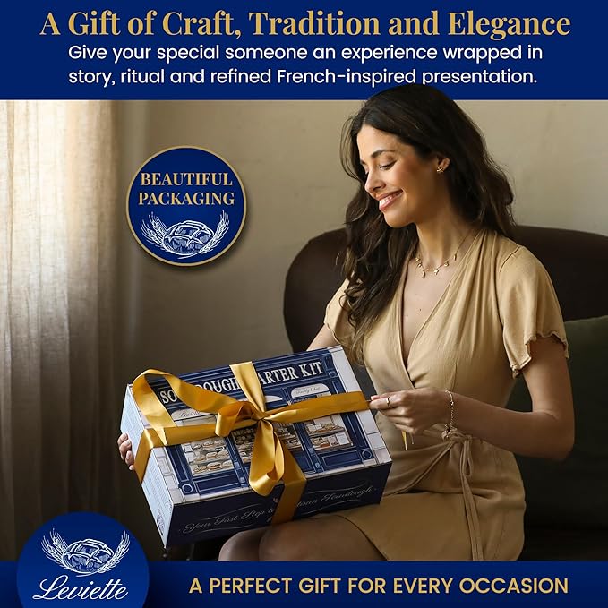 Sourdough Starter Kit for Beginners with Beginner Guide & 100 Recipes - Sourdough Bread Baking Supplies and Tools, Homemade Bread Gift Set and Sour Dough Accessories for Bakers