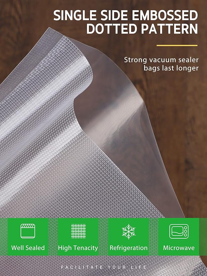 Syntus Vacuum Sealer Bags, 8 Pack 4 Rolls 11" x 20' and 4 Rolls 8" x 20' Commercial Grade BPA Free Bag Rolls, Food Vac Bags for Storage, Meal Prep or Sous Vide