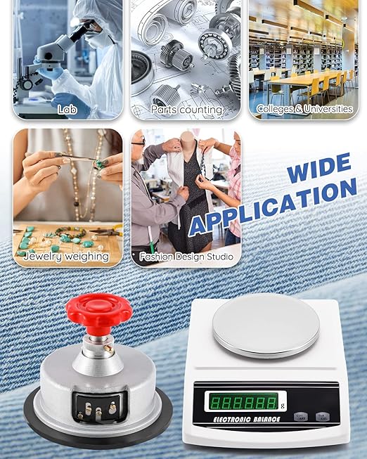 NEWTRY 600g/0.01g Electronic Fabric GSM Weight Scale Balance 110V with 0-2mm Disc Sampler Cloth Cutter for Textile Paper Non-Woven Fabrics (110V Scale + Sample Cutter)