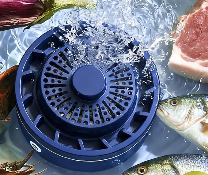 Fruit and Vegetable Washing Machine, Waterproof Fruit and Vegetable Cleaner, Rotatable Fruit and Vegetable Machine, The Fruit Cleaner Device Automatically Turns on in The Water (Khaki)