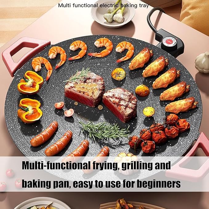 Non-Stick Electric Indoor Grill Pan, Indoor Smokeless Electric Griddle, 2026 Upgraded Smokeless Indoor Electric Grill & Nonstick Griddle for Steaks, Burgers and Indoor Cooking (Without Accessory)